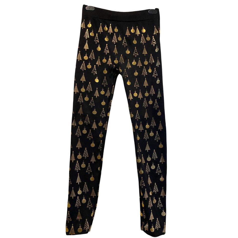 Target Women's Christmas Leggings Small/Medium Black Gold Tree Ornament Fun‎